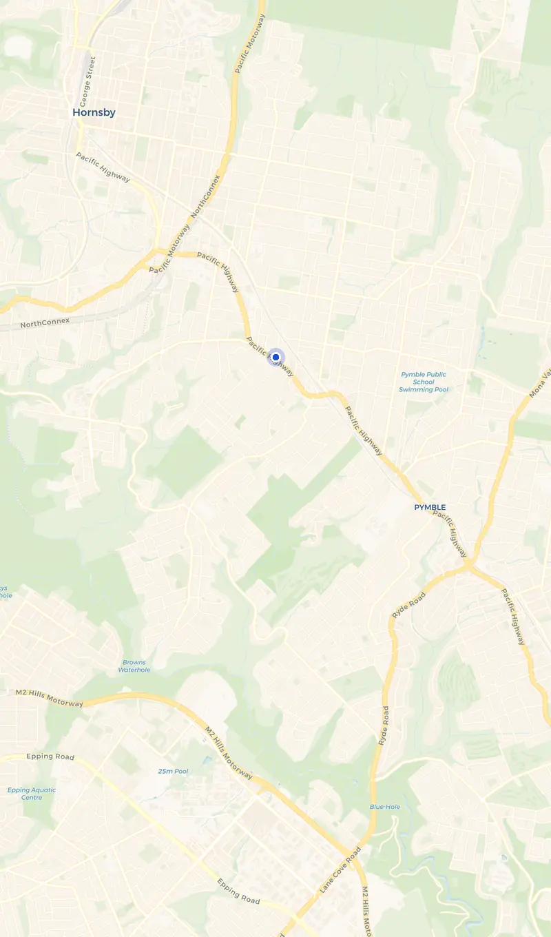 Map of the Warrawee service area and the surrounding suburbs we cover.