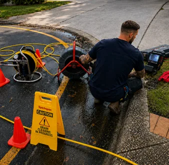 Repairing a burst drain pipe at a Warrawee home